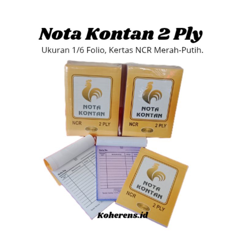 

(5 Buku) Nota 2 Ply Kecil Murah Ukuran 13,5cmx10cm 1/6 Folio NCR Dijamin Tembus LEBIH MURAH