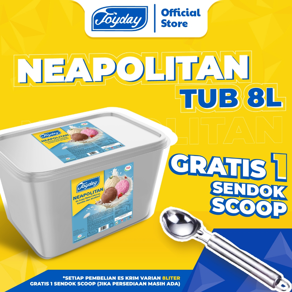 

GRATIS Sendok Es Krim Joyday Ice Cream Neapolitan Bucket 8L - Es Krim Ember Free Scoop