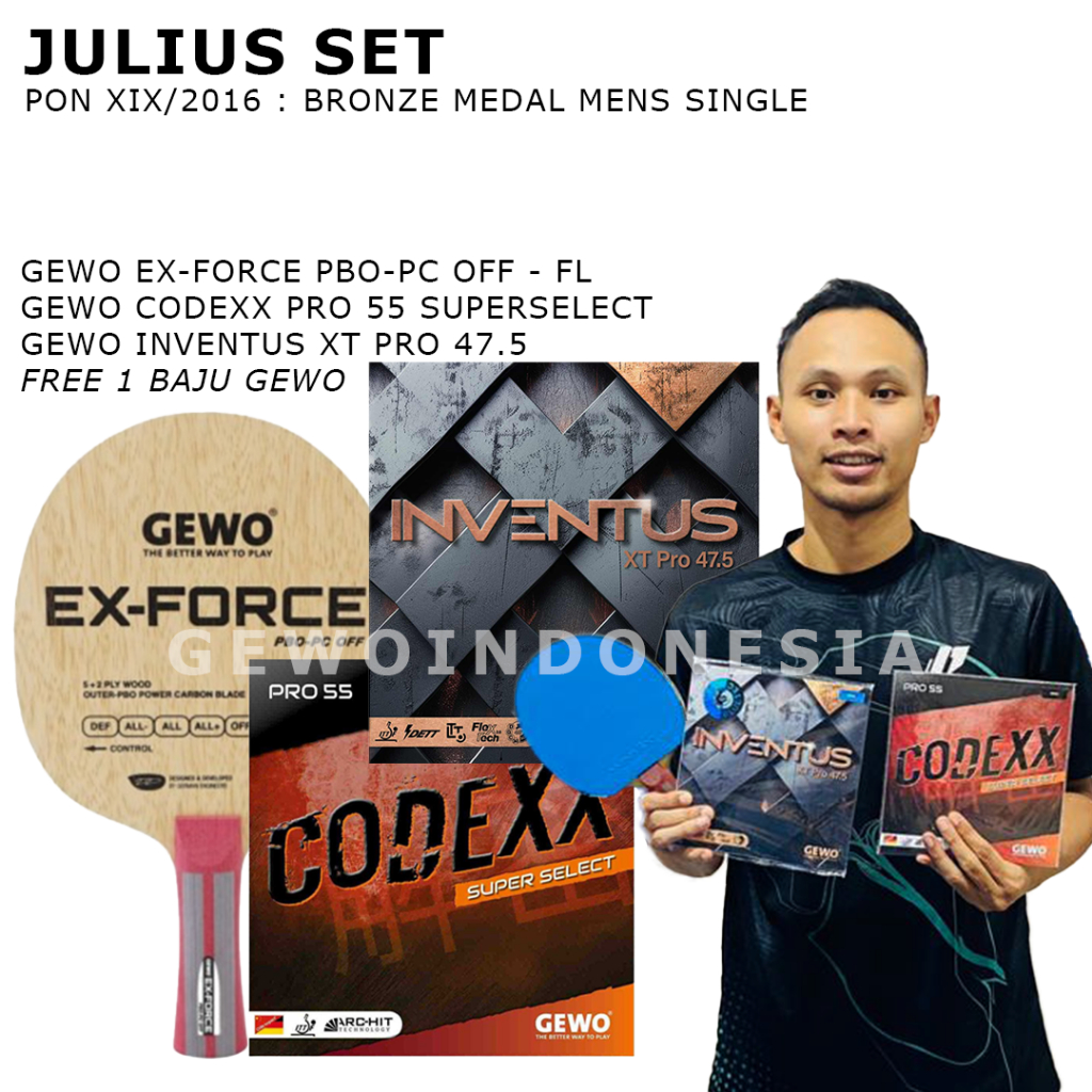 JULIUS GEWO SET Ex Force PBO PC OFF - Codexx Pro 55 SuperSelect - Gewo Inventus XT Pro 47.5 Set Raki