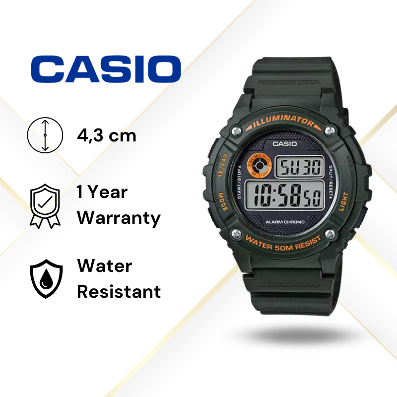 JAM TANGAN PRIA CASIO W-216H-3B ORIGINAL - W216H HIJAU CASIO ORIGINAL