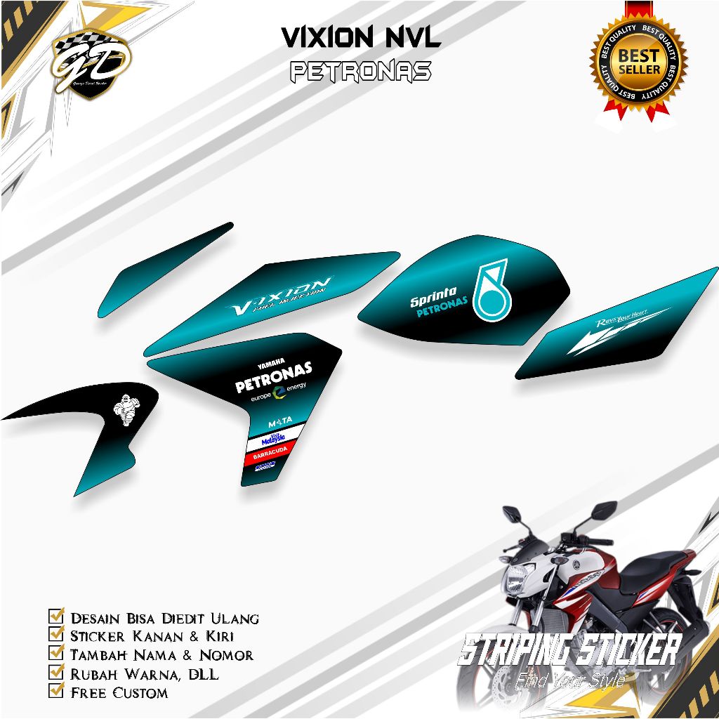 Striping Vixion NVL - Stiker Striping Motor Vixion NVL 2013-2015 Petronas