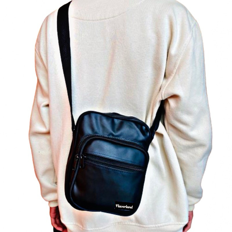 EROS Slingbag Tas selempang pria kotak / Tas slempang kulit sintetis crossbody bag / tas cowok trend