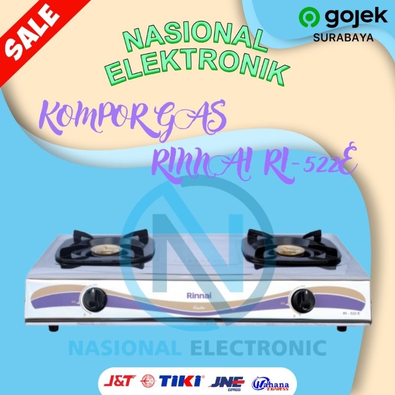 KOMPOR GAS RINNAI RI-522E/KOMPOR GAS 2TUNGKU RINNAI RI 522E/KOMPOR GAS PORTABLE RI522E/KOMPOR GAS PO