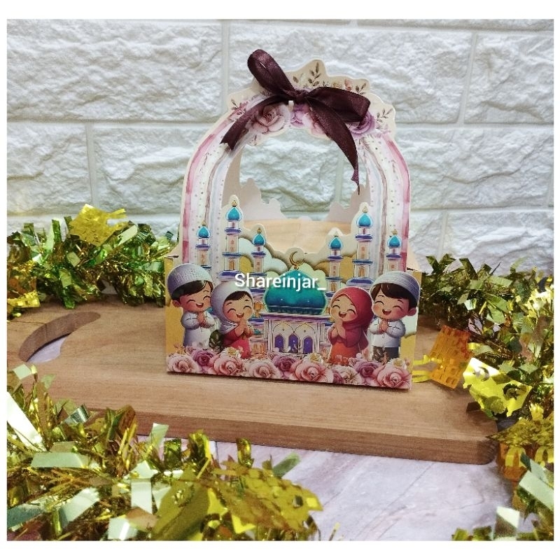 

Box Lebaran Untuk 1 Toples 350g persegi panjang-Kotak Kado Goodie Bag Souvenir Idul Fitri