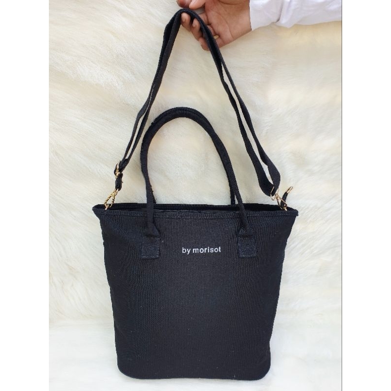 Tas By Morisot Totebag Shoulder Bag Sling Bag Besar Wanita Kanvas Hitam