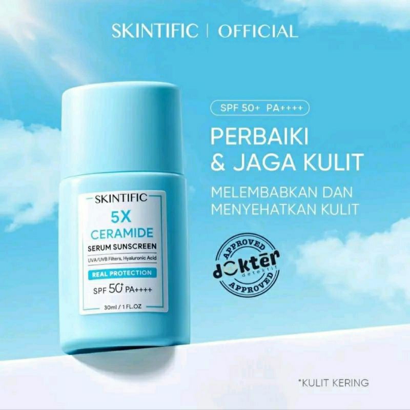 SKINTIFIC 5x ceramide serum sunset 30 ml hyaluronic acid facial serum wajah sunblock untuk kulit ber