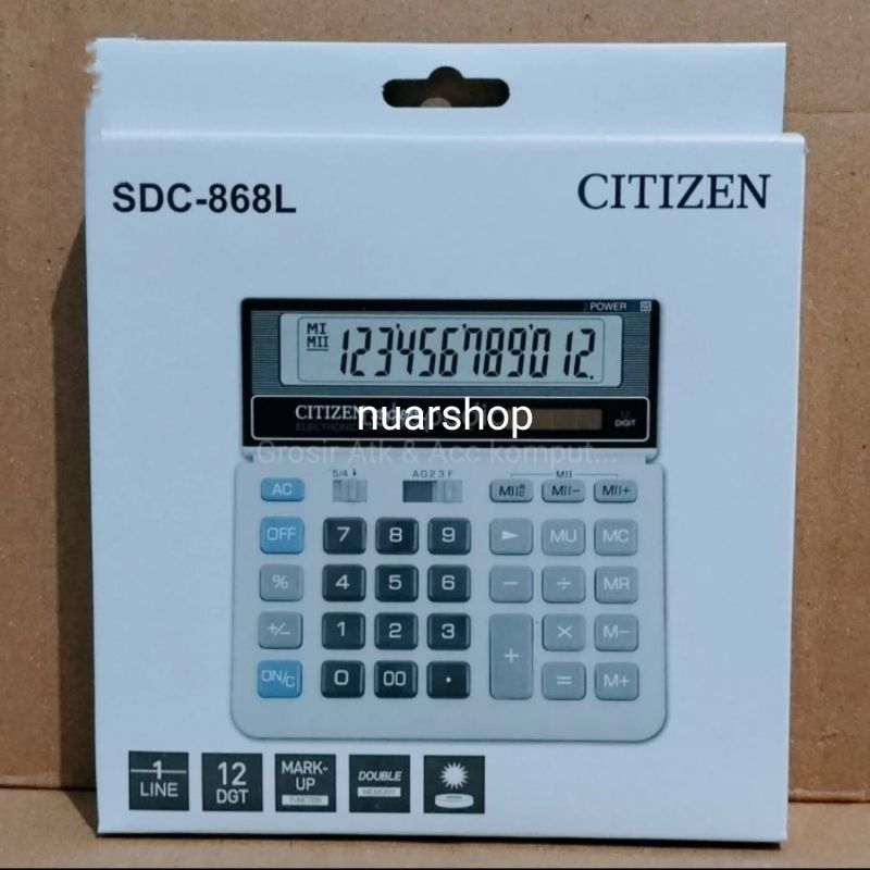 

KALKULATOR CT 868 KOTAK PUTIH OR1 CITIZEN 12 DIGIT / CALCULATOR CITIZEN SDC 868L