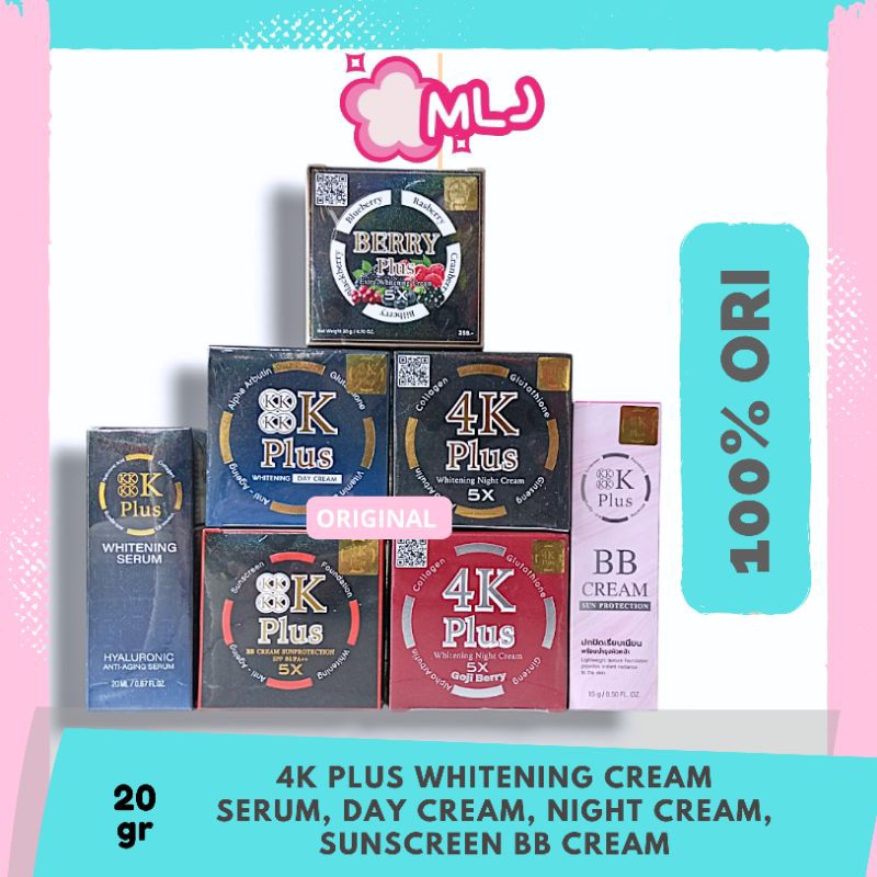 4K PLUS WHITENING CREAM 5X ORIGINAL DAY CREAM NIGHT CREAM GOJI BERRY BERRY PLUS UNDERARM CREAM SERUM