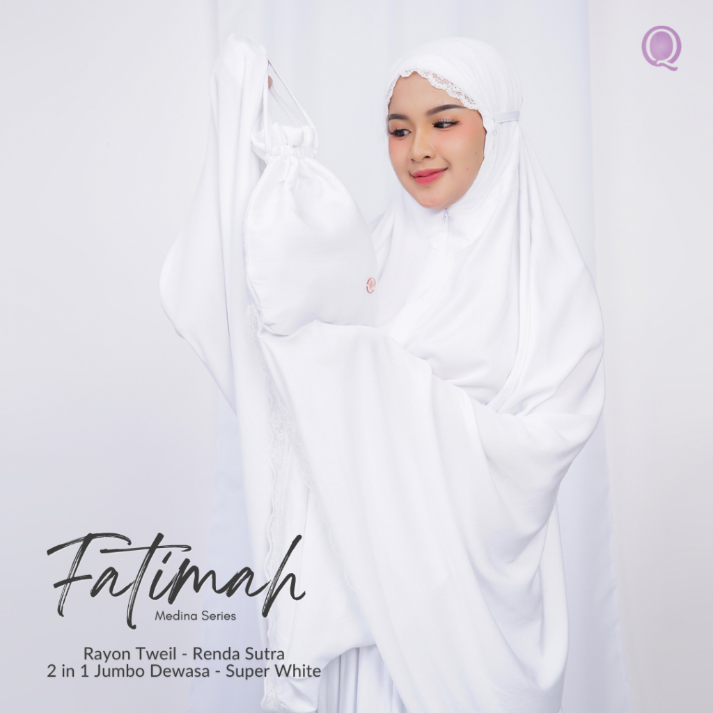 MUKENA PUTIH POLOS - MUKENAH UMROH HAJI - KATUN RAYON TWEIL PREMIUM RENDA SUTRA JEPANG SUPER JUMBO –