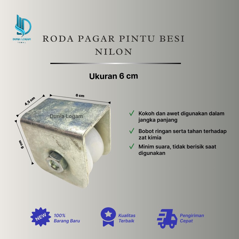 Roda pagar pintu nylon 6 Cm | Roda pagar anti berisik