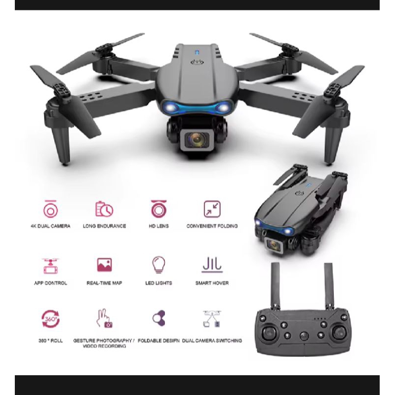 RC Drone E99 K3 Pro Drone Profesional WIFI 4K Drone Kamera HD Dual Camera 2.4Ghz Hight Hold Mode Lip