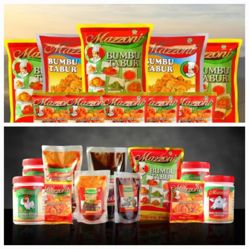 

Mazzoni Bumbu Tabur/Bumbu Instan Rasa Balado/Bumbu Kentang Goreng/Rasa Keju/Rumput Laut 100gr