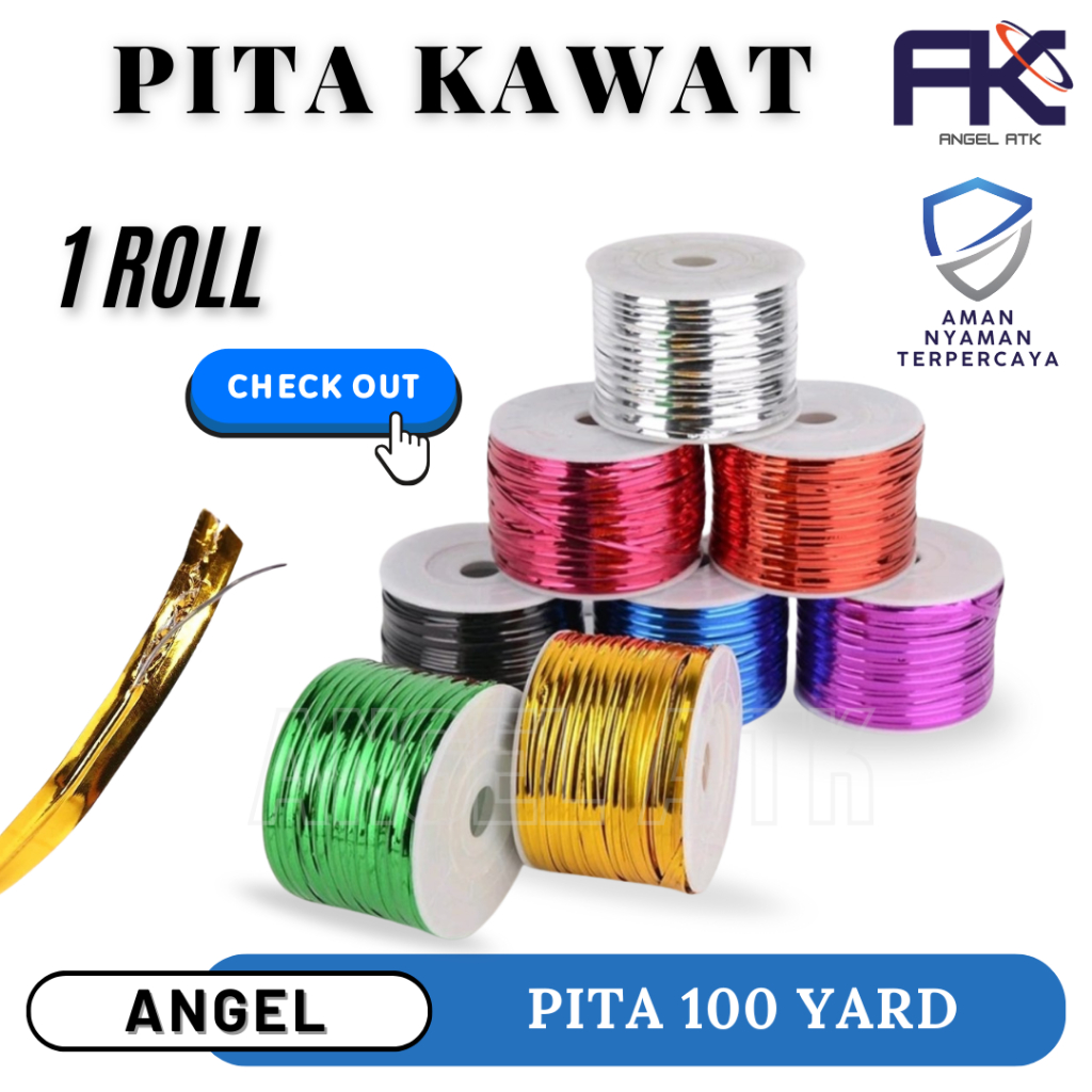 

Pita Kawat / Pita Souvenir 100 Yard / Pita Kawat Warna Warni / Tali Pengikat Serbaguna / Metalic kawat potong / Bayar di rumah / Atk Blesisng
