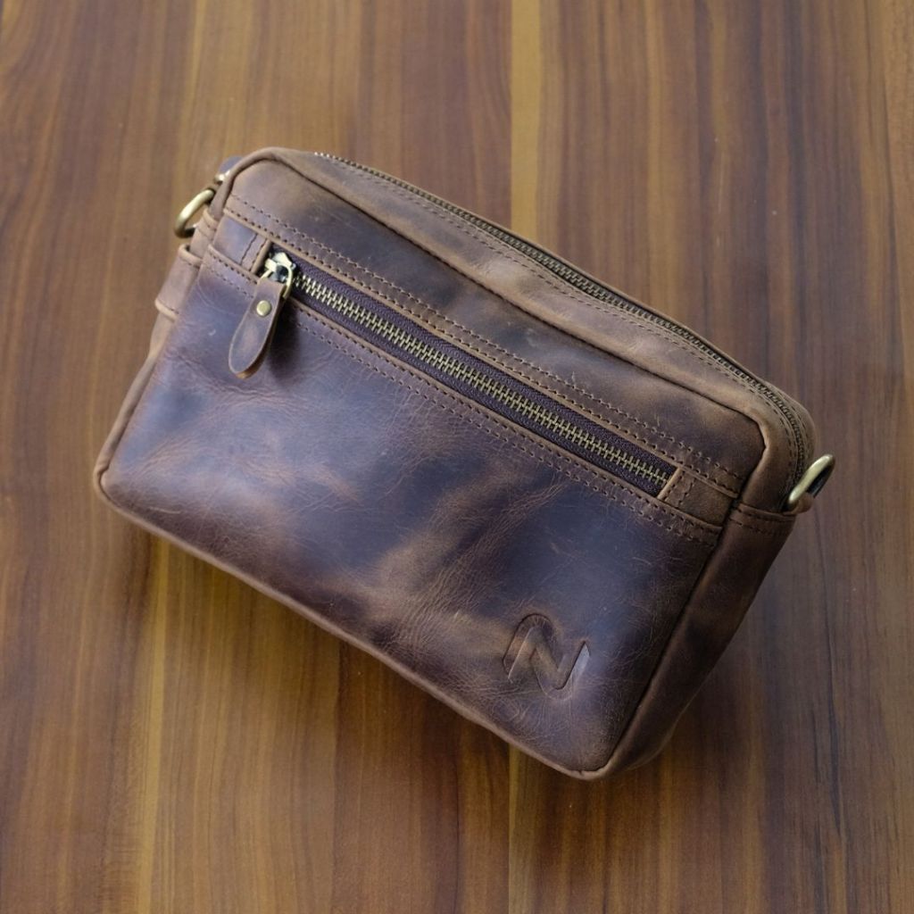 Pouch Bag Hand Bag Kulit Asli Crazy Horse Leather