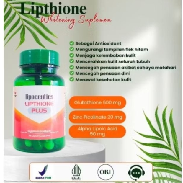 LIPTHIONE PLUS SUPLEMEN PEMUTIH KULIT WAJAH GLUTHATIONE BPOM