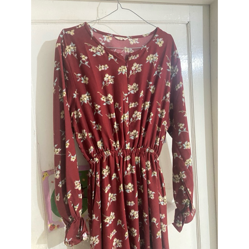 *PRELOVED* Dress maroon FIXPOSE FLoral busui Friendly
