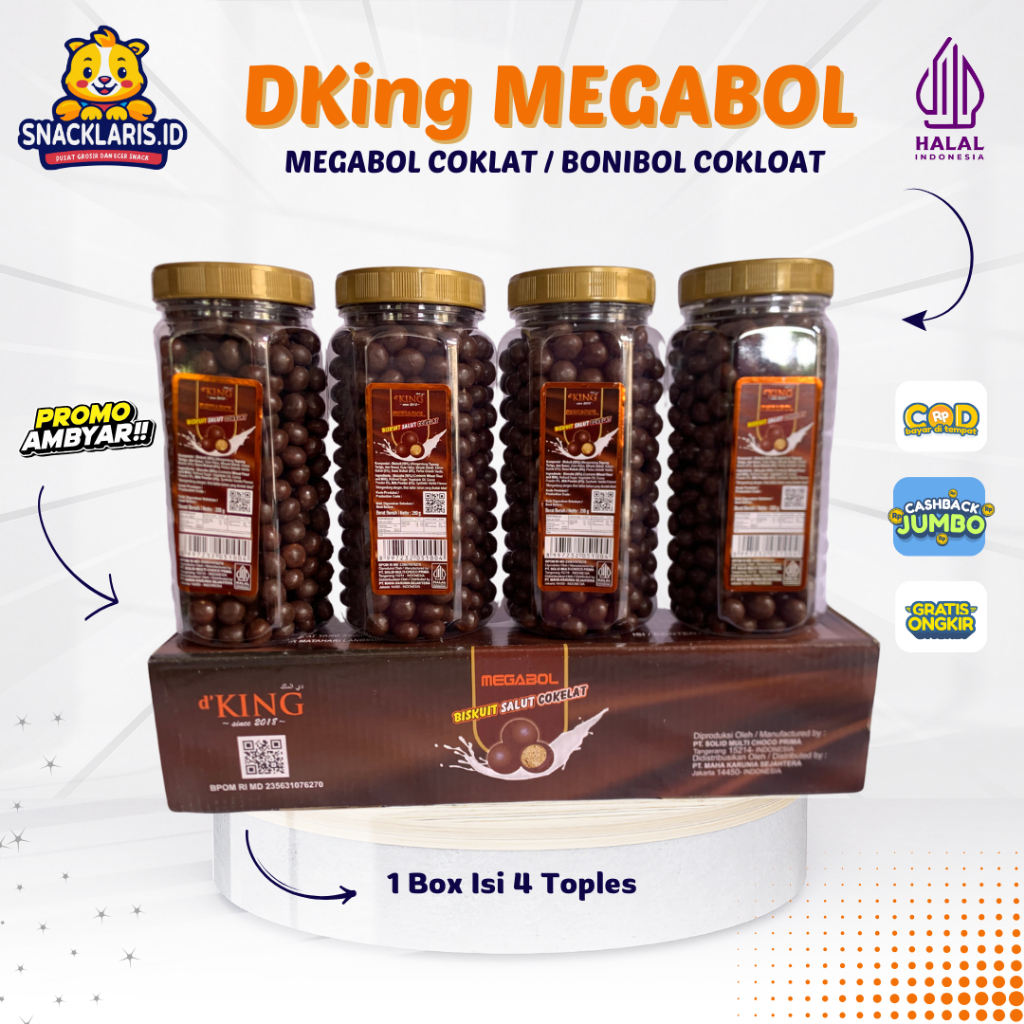 

DKING Megabol Coklat / Coklat Bonibol Bola Bola Coklat 1 Dus isi 4 Topless