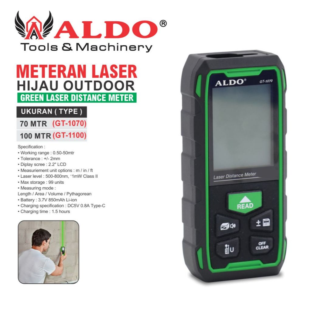METERAN LASER ( OUTDOOR ) GREEN / METERAN LASER WARNA HIJAU / METERAN DIGITAL GREEN HIJAU / GREEN LA