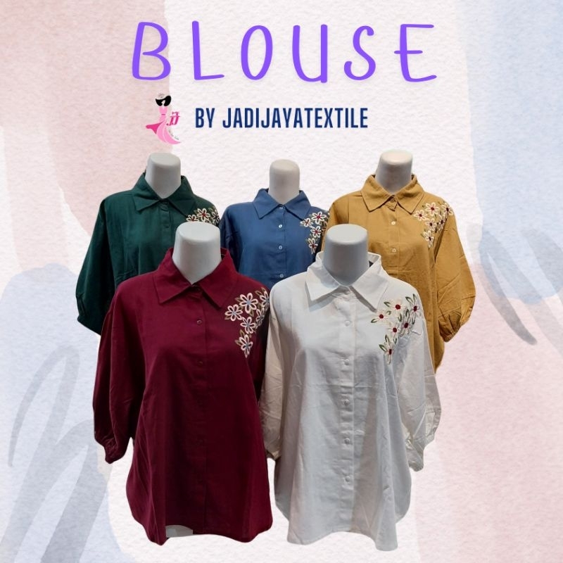 blouse wanita katun / kemeja katun wanita / kemeja dingin wanita / blouse bordir bunga wanita / blus