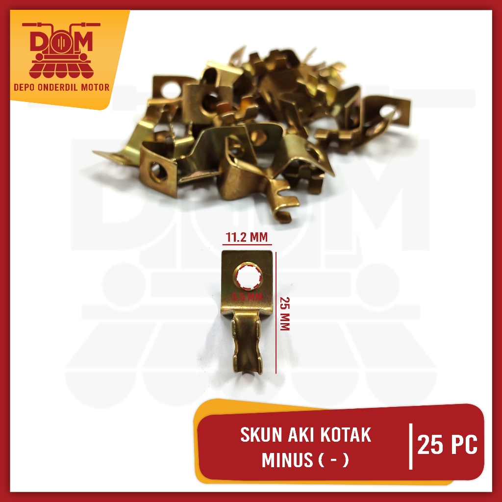 Skun Aki Kotak - Negatif Per Pak Isi 25 (PSP) Scun Klem Accu Kotak Minus