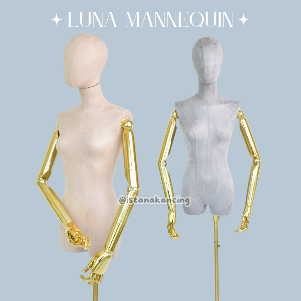 Manekin Luna Wanita Gold Mewah | Mannequin Store Display | Manekin Half Body Setengah Badan