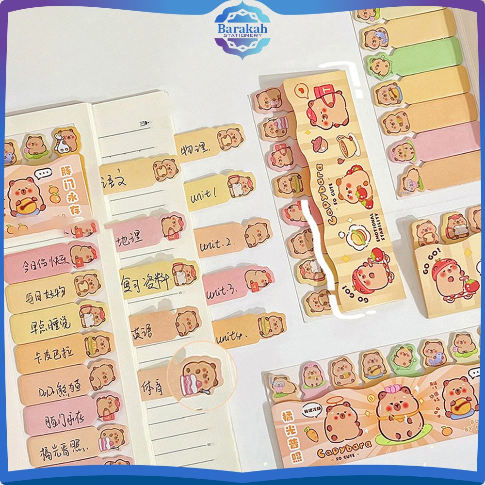 

Penanda Buku Sticky Notes Motif Capybara Lucu 8 Baris / Kertas Memo Pembatas Buku Karakter / Stick Note Stationery Barakah Stationery A95