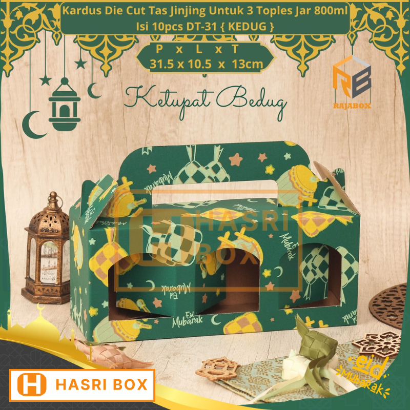 

( 10pcs ) Dus Toples Jar 800ml Isi 3 Lebaran Box Parsel Kotak Kue Kering Hampers Idul Fitri