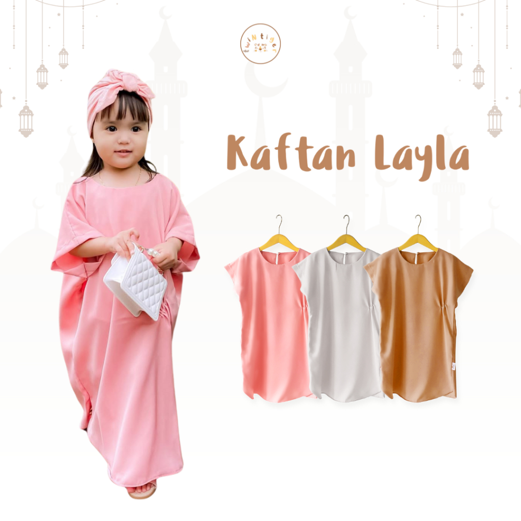KAFTAN LAYLA -  Baju Gamis Dress Cantik Muslim Anak Perempuan Usia 1-6 Tahun Nyaman & Stylish TWIN T