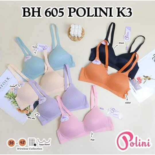 Bra BH Polini wanita tanpa kawat model polos 605