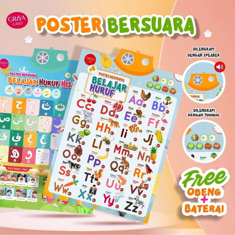 POSTER SUARA | POSTER EDUKASI ANAK SUARA | POSTER EDUKASI ANAK | POSTER SUARA HIJAIYAH