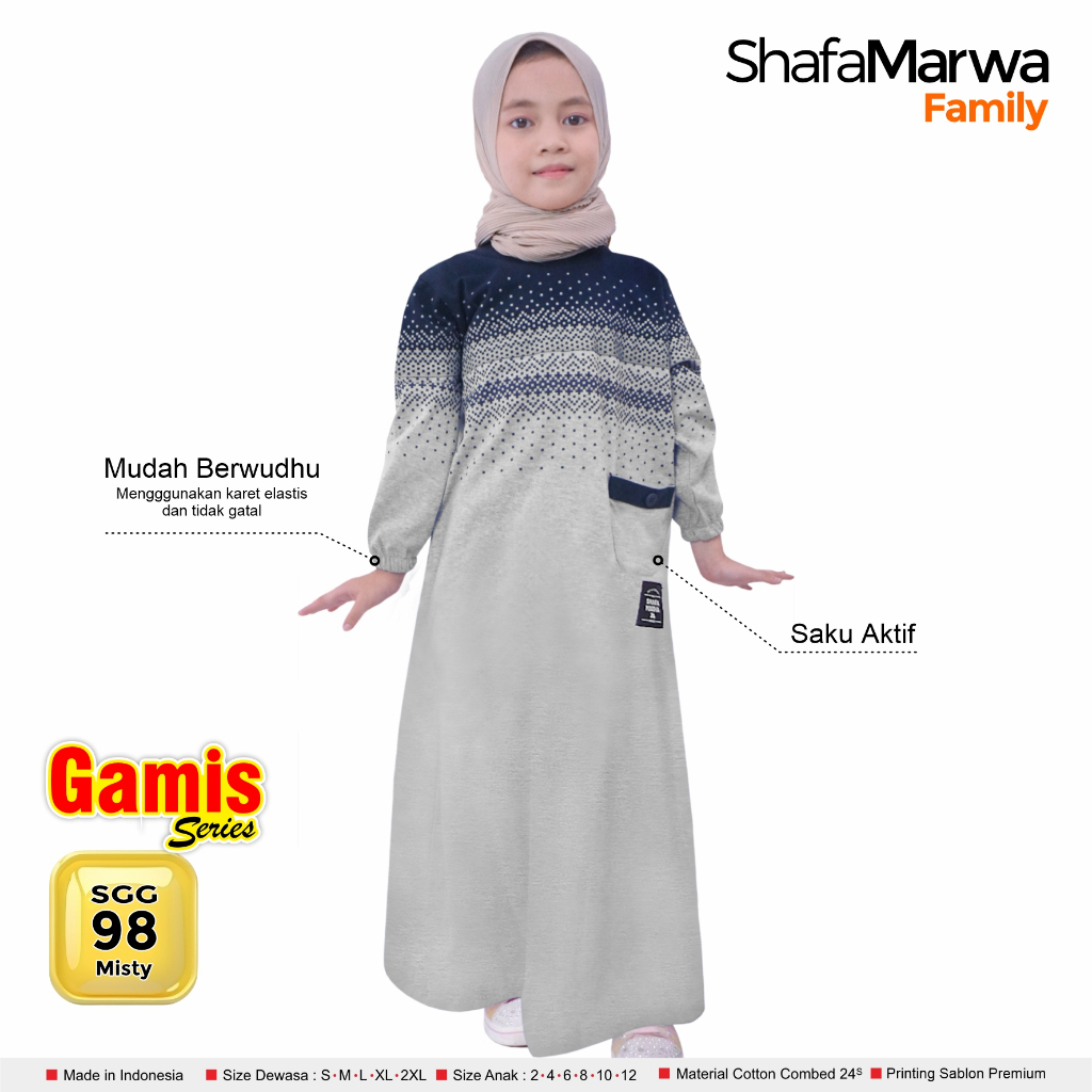 RB1 Shafa Marwah Baju Sarimbit Keluarga - Couple Family Set Gamis Muslim Ayah Ibu Busui Anak SM98