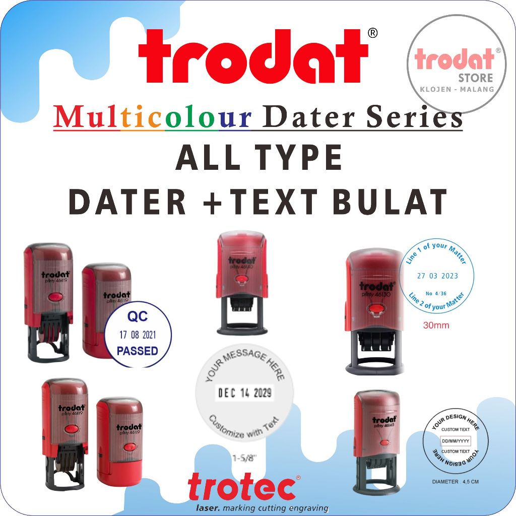 

Stempel BULAT Trodat DATER+TEXT ( TULISAN + TANGGAL DITENGAH)