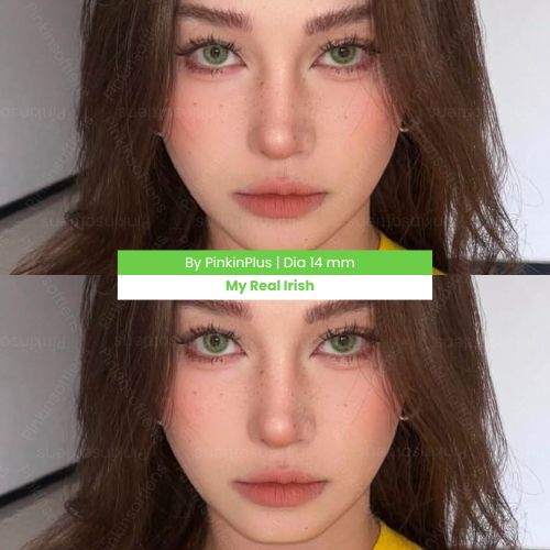 PINKINSOFTLENS My Real Irish Green Hijau By PinkinPlus Softlens Normal -0.00 1 Pasang Lensa Kontak W