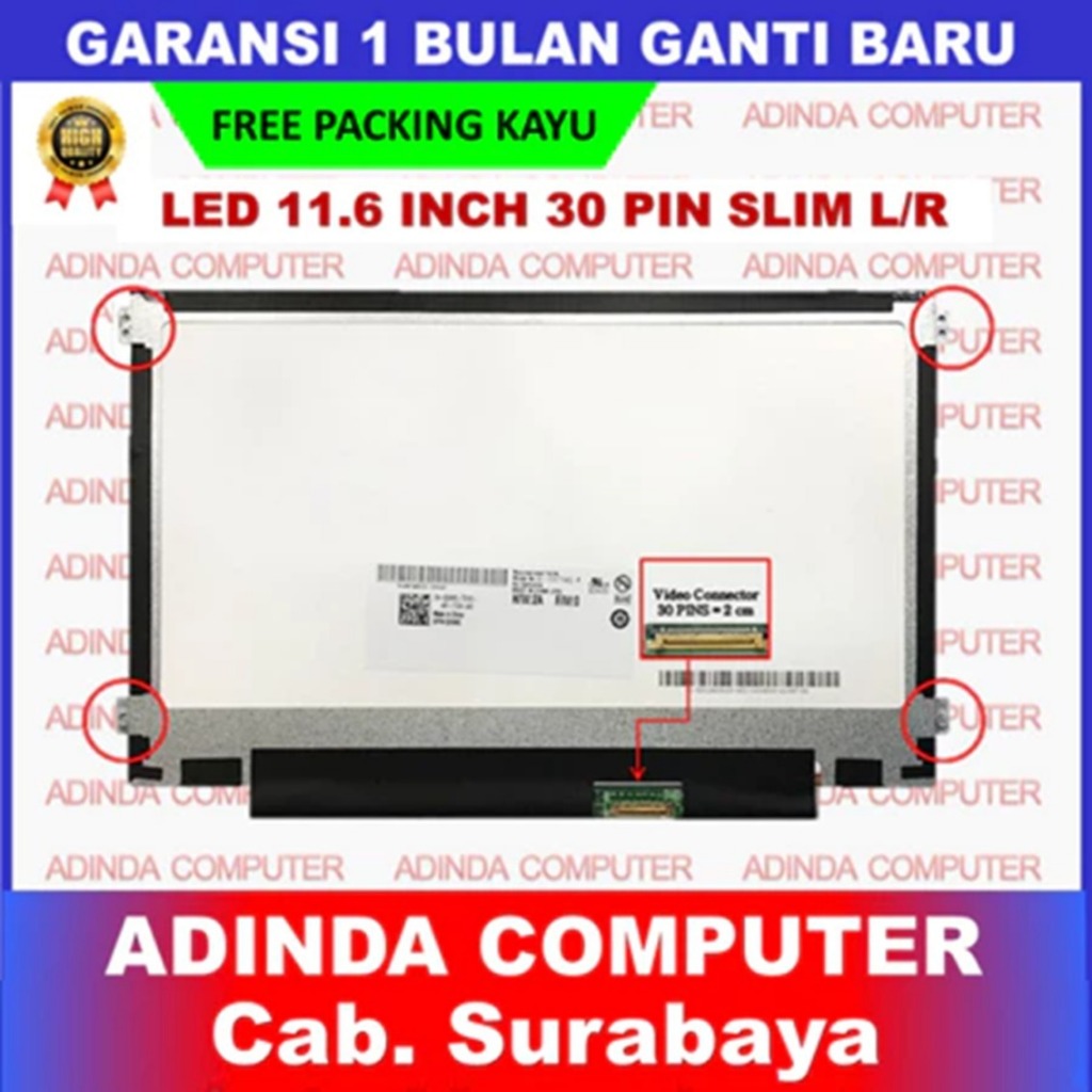 LCD LED Dell 11.6 11 Inch 30 Pin 30pin Slim Tipis HD LR