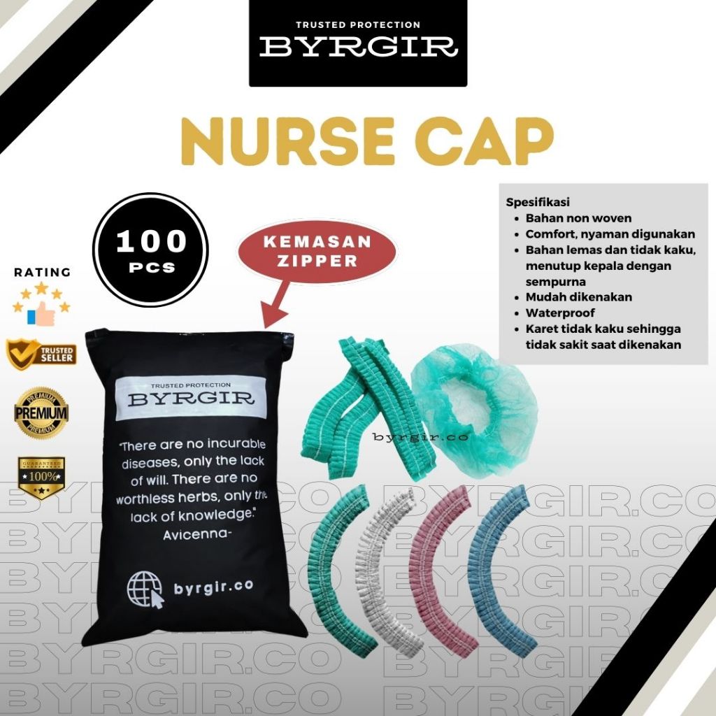 100pcs Disposable Nurse Hair Mob Head Surgical Cap Net Topi Operasi APD