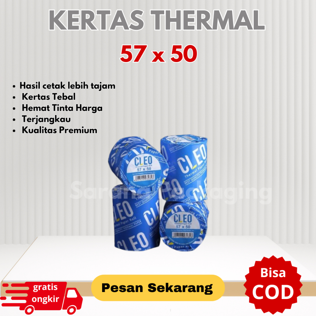 

Cleo Paper Roll Kertas Thermal 57 x 50/Kertas Kasir/Kertas Struk