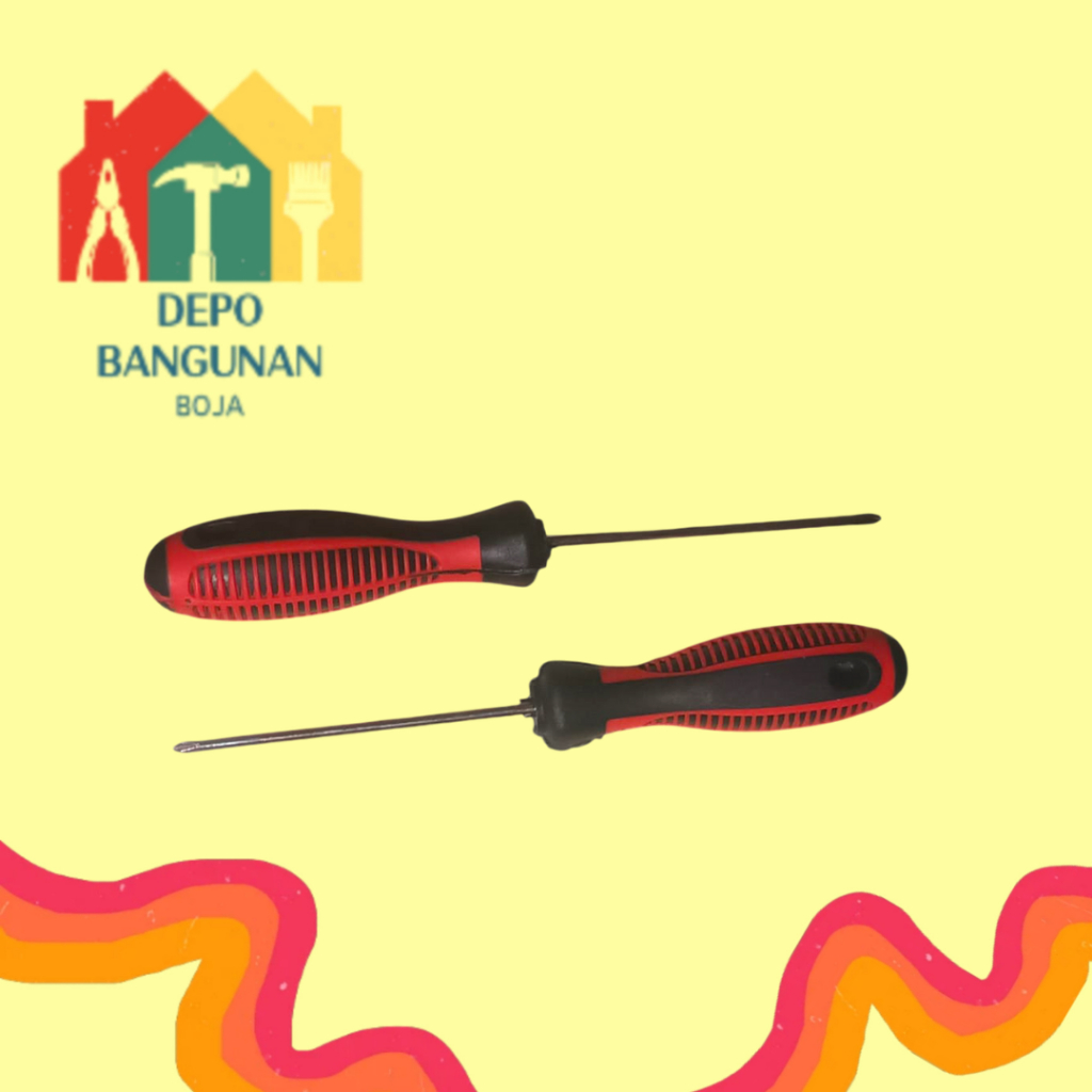 Obeng Plus Tanggung Gagang Karet / Obeng Plus / Obeng