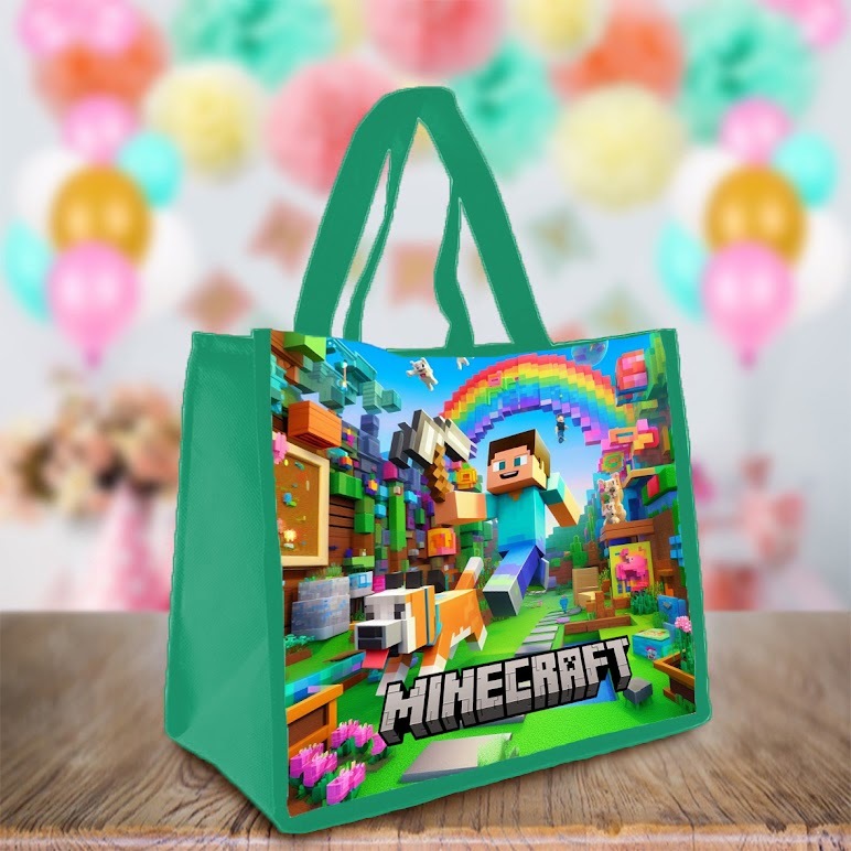 

Goodie Bag Tas Ultah Souvenir Ulang Tahun Tasyakuran Aqiqah goodie bag MOTIF MINECRAFT bahan tali lembut warna menarik warna cerah
