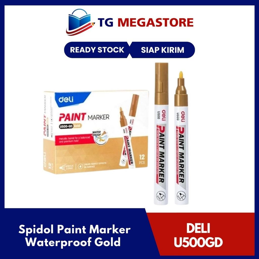 

Spidol Paint Marker Deli Waterproof Gold - U500GD