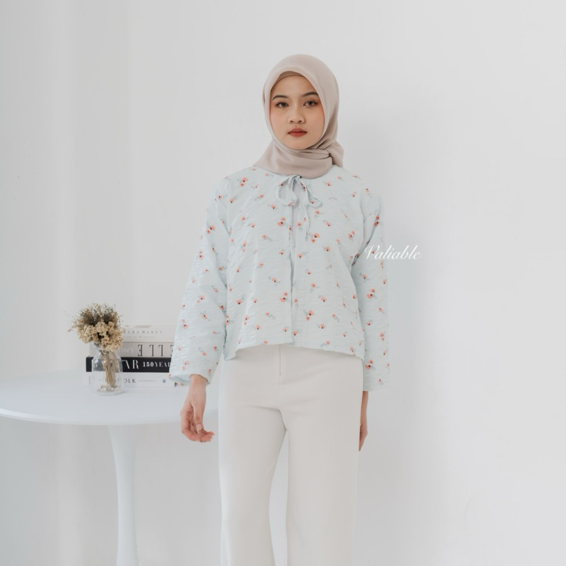 Qaaley Floral Outer | Outer Floral Lengan Panjang Motif Bunga
