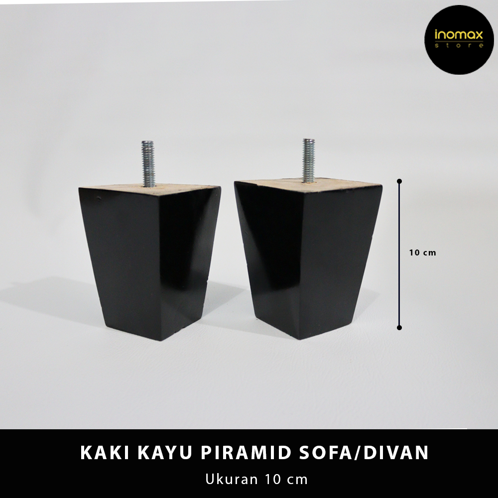 KAKI DIVAN/SOFA KAYU PIRAMID BAUT HITAM 10 CM - BAHAN BAKU SOFA/AKSESORIS SOFA/FURNITURE/LEMARI/KURS
