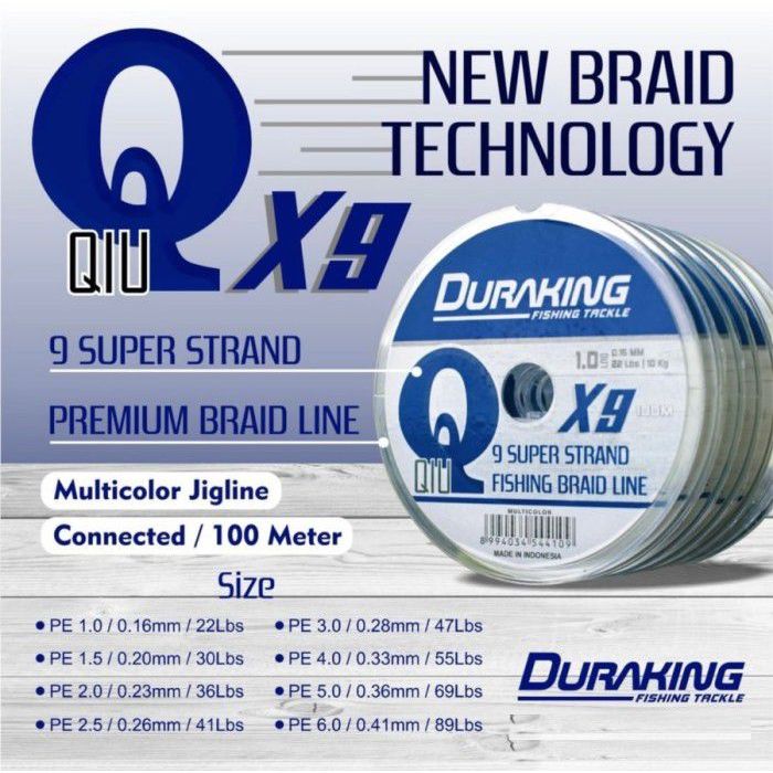 Benang PE Pancing Duraking Q Qiu X9 100.M