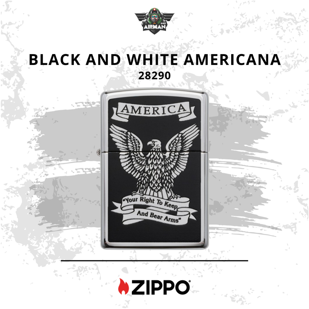 Zippo Lighter - Black And White Americana