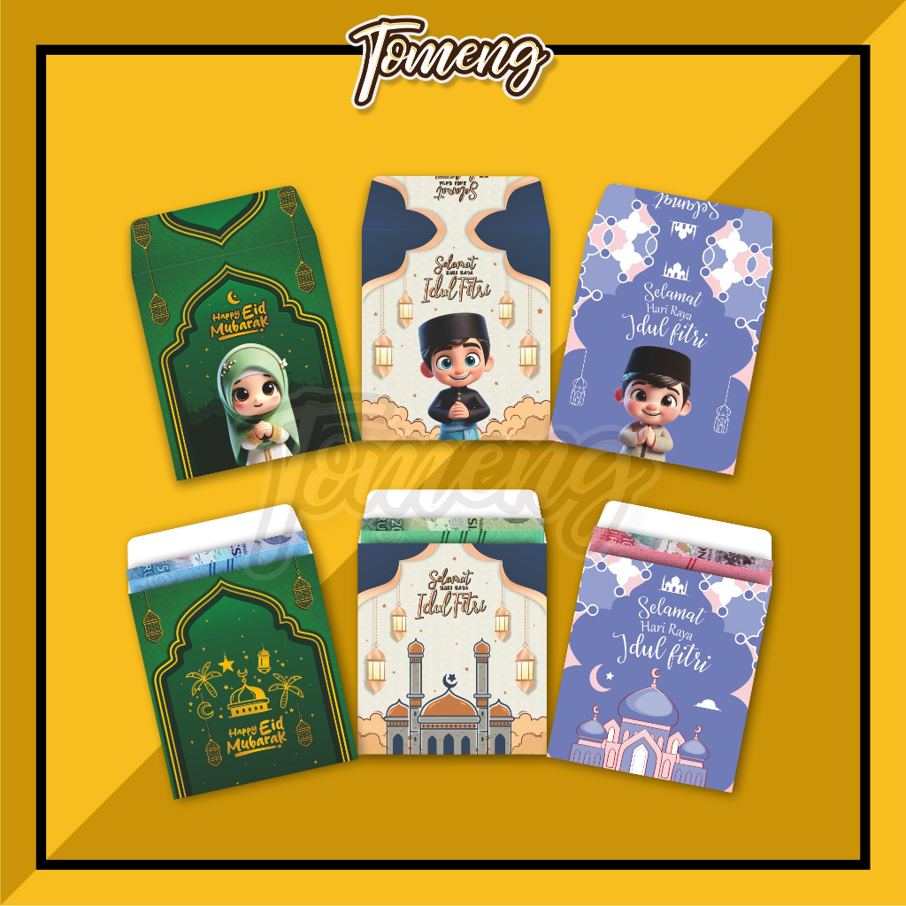

Amplop THR Lebaran Idul Fitri 1 Pack Isi 10 pcs Karakter Lucu Gemes Envelope Eid Mubarak