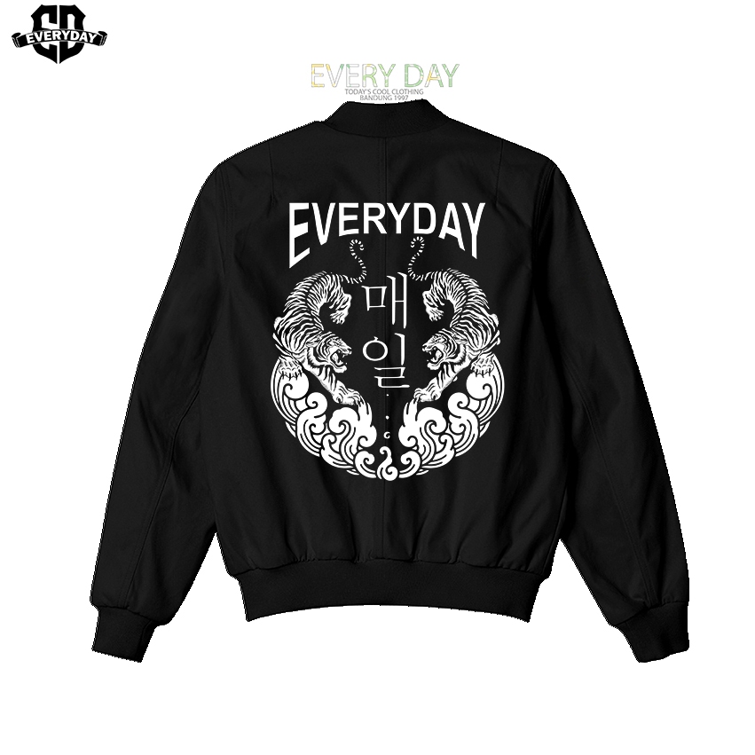 EVERYDAY - JAKET BOMBER White Tiger Korean HITAM TASLAN