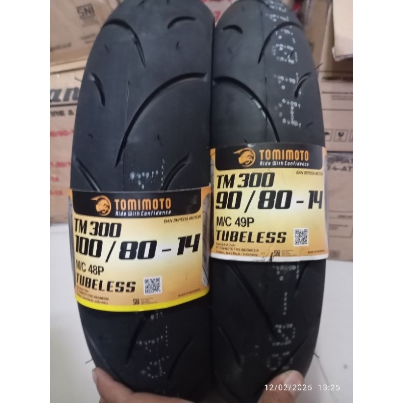 TOMIMOTO TM 300 TM 100 TM 325 ban tubeless motor matic 90/80-14 & 100/80-14 FREE PENTIL