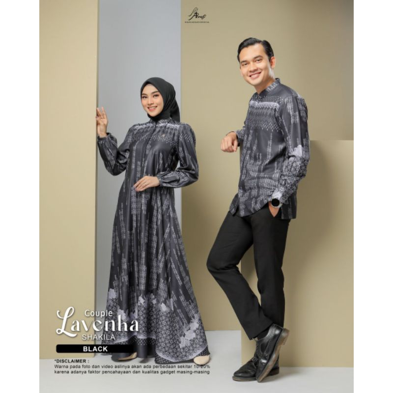 Sarimbit Lebaran LAVENKA COUPLE -  Gamis x Kemeja By Hijab Arrafi 2025 Couple Lebaran Ied