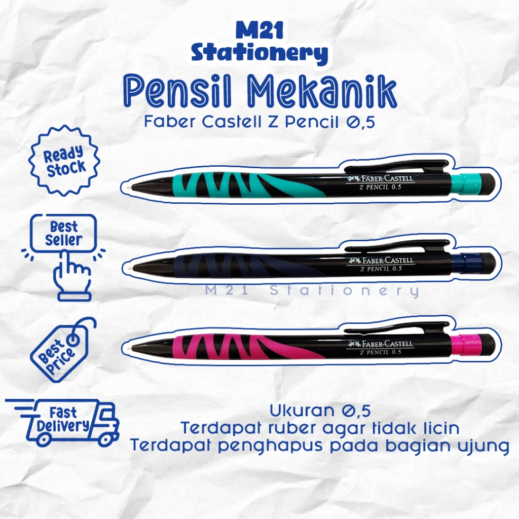 

(1 PCS) PENSIL MEKANIK FABER CASTELL Z PENCIL / 0,5 klik 136212 click pencil mekanik faber castel segitiga lucu alat tulis sekolah kantor atk kuliah kampus stationery murah lengkap / m21 stationery jogja