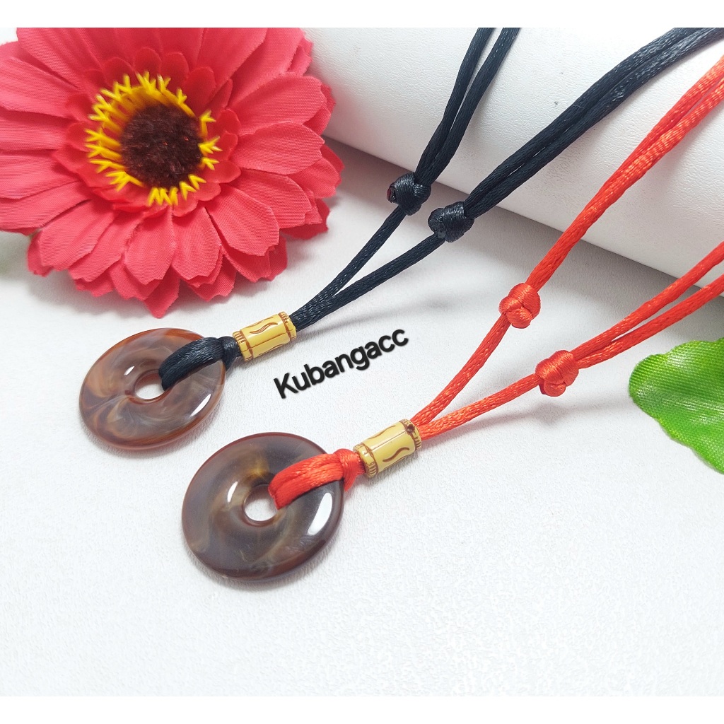 Kalung Tali Bandul Koin Coklat Kalung Tali Giok Kalung Pria Wanita Kalung Murah