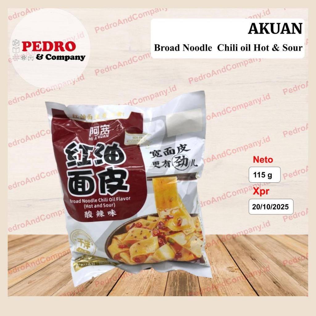 

Akuan broad noodle chilli oil HOT and SOUR 115 gram - sichuan wide mie